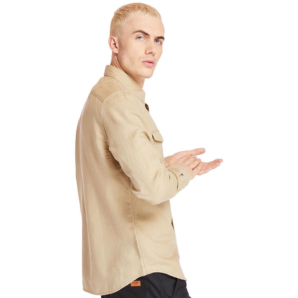 Camisa Timberland Hombre Slim Fit Mill River Cargo Kaki - Chile ZEP-469258